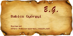 Babics Györgyi névjegykártya
